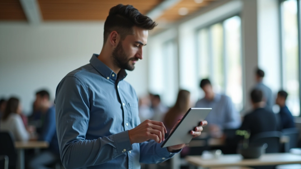 Product manager s tabuletem v týmu